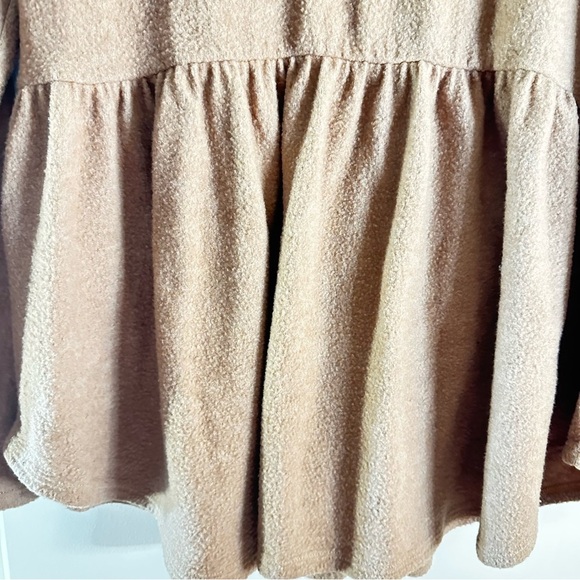 Bombom Brown Peplum Hoodie Tunic Top XL Made in USA - Picture 11 of 11